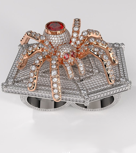 Diseño personalizado hip hop iced out Original corte redondo Moissanite diamante anillo 925 plata esterlina joyería fina anillos antiguos para hombres - Product Image 3