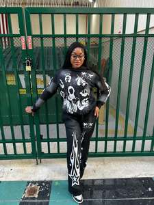 High Quality Sweat suit Manufacturer Distressed Acid Wash Zip Up <b>Applique</b> Patch Embroidery Flare Sweat pant DTF DTG printing - Product Image 6