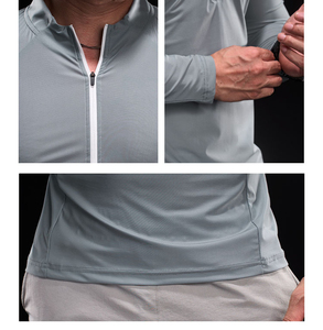 Camiseta Deportiva de Manga Larga con Cierre de 1/4 para Hombre, Protección Solar UPF50+, Secado Rápido, Transpirable, Cuello Alto, Poliéster/Nailon, para Fitness, Deporte, Aire Libre, MMA - Product Image 6