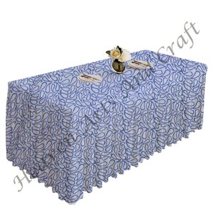 Nappes plissées en coton fleuri imprimé de bloc de main de qualité fine motif Rectangle meilleure Technique d'impression pour l'hôtel de mariage - Product Image 2