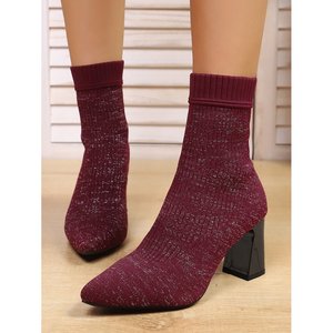 Botas de Invierno para Mujer con Tacón Grueso de Goma, Punta Abierta, Altura de Tobillo de 5 cm, Cierre Deslizante, Diseño de Manga Elástica para Nieve de Verano - Product Image 1