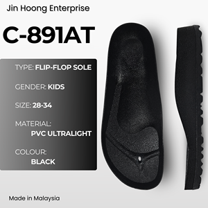 Jin Hoong Kid's C-891AT Black PVC Flip-Flop Outsole Durable <b>Water</b> <b>Resistant</b> Comfortable Lightweight Ultralight Integrated - Product Image 1