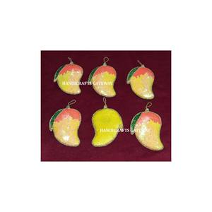 Excellente Qualité D'exportation Zari Broderie De Noël Ornements Suspendus Forme De Mangue Produit De Finition Fine Pour Le Festival De Noël - Product Image 1