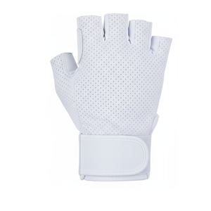 Gants de musculation sans doigts blancs, légers, respirants, avec dos en maille, paume rembourrée en néoprène, gants de cross-training - Product Image 2