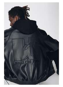 Custom Logo Embroidery Classic <b>Mens</b> Leather <b>Jacket</b> 3D Embossed Logo Cropped Plus Size Pure Leather - Product Image 4