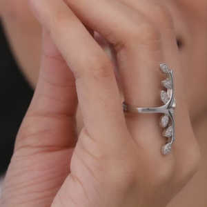 แหวนเงินแท้ปรับขนาดได้แหวนเปิดทันสมัยพร้อมโรสโกลด์18K โรเดียมชุบเครื่องประดับอย่างดีมีการฝังหมายเลข - Product Image 3