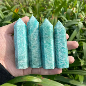 Tour d'obélisque en cristal d'amazonite naturelle Vente en gros Pointe de baguette en amazonite Obélisque en cristal d'amazonite de haute qualité - Product Image 5