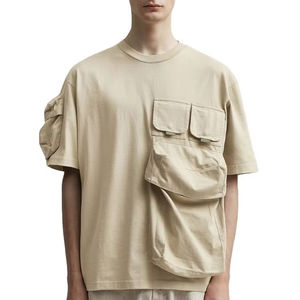 Camiseta de Alta Calidad de 280G con Logotipo Personalizado Impreso, Camiseta con Bolsillo para Herramientas, Diseño Oversize - Product Image 1