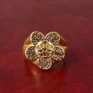 Fashion Casual Filigree <b>Ring</b> Boho Brass <b>Rings</b> Women 18k <b>Gold</b> Plated Vintage Floral Band Ethnic Flower Design Wholesale/OEM/ODM - Product Image 4