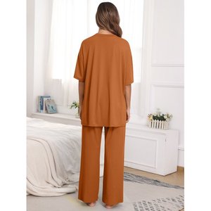 Ensemble de vêtements de sport courts d'été pour femmes à épaules tombantes Hit Color Two Pieces Fitness Yoga Set Breathable Quick Dry Tennis Wear Female - Product Image 3