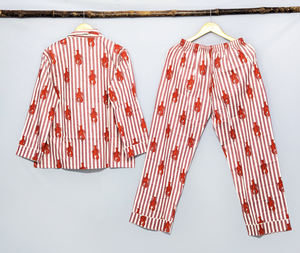 Conjunto de Pijama Elegante para Mujer, 100% Algodón Premium, Suave, a Rayas, Cintura Elástica, Corte Holgado - Product Image 3