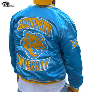 Vêtements d'extérieur d'équipe de baseball pour hommes personnalisés Bomber en satin avec support pour hiver - Product Image 5