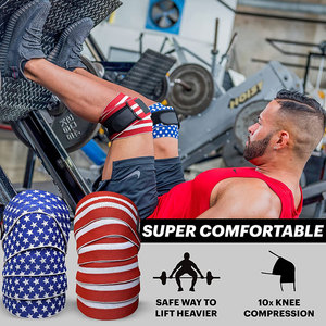 High Quality Gym Fitness <b>Compression</b> Weightlifting <b>Knee</b> Wraps for Squats Weight Lifting Gym <b>Knee</b> Wraps - Product Image 4