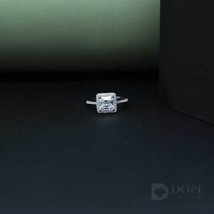 Bague de fiançailles Halo coupe coussin pour acier inoxydable avec Moissanite Design tendance pour cadeau d'anniversaire - Product Image 2