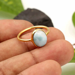 Bague Larimar Design de Haute Qualité en Argent Sterling 925 Bague Fashion 8x10mm Ovale Éternité Vermeil 18k Plaqué Or Mariage - Product Image 5