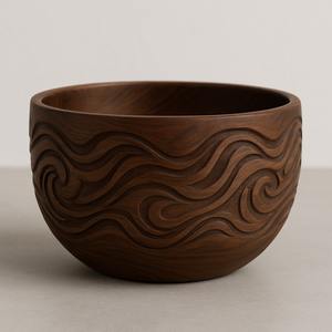 ชามไม้สีน้ำตาลพร้อมดอกไม้แกะสลักลายนูนเหมาะสำหรับตกแต่งบ้านโต๊ะผลไม้แห้งหรือของขวัญตามเทศกาล - Product Image 4