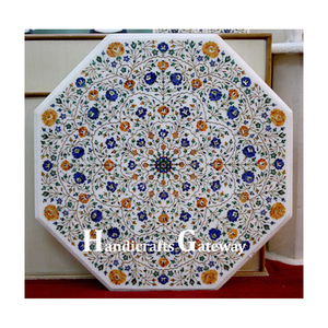 โต๊ะรับประทานอาหารหินอ่อนสีขาวธรรมชาติทรงแปดเหลี่ยมดีไซน์ No.1น่าสนใจ - Product Image 1