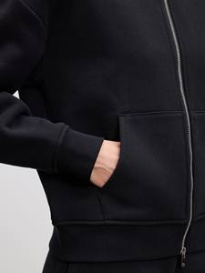 Ensemble sweat à capuche zippé décontracté et jogging personnalisé de grande taille survêtement deux pièces à épaules tombantes noir pour femmes entraînement de gymnastique et vêtements de rue - Product Image 5