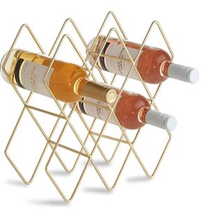 ชั้นวางไวน์ทรงเรขาคณิตที่ทันสมัยพร้อมผงเคลือบผิวสำเร็จที่วางขวดไวน์ที่วางอุปกรณ์บาร์โลหะจากอินเดีย - Product Image 6