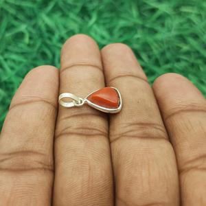 เงิน925ทำด้วยมือเงินสเตอร์ลิงปะการังอัญมณีจี้เครื่องประดับหินธรรมชาติเครื่องประดับแบบหลังแบนเครื่องประดับอัญมณี - Product Image 2