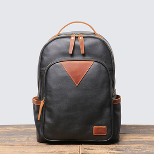 Genuine Leather Minimalist <b>Backpack</b> With Geometric Design And <b>Laptop</b> Compartment Unisex Softback 20-39Litre Capacity - Product Image 1