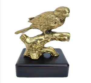 Bird on Branch Antique Decorative Figurine Animal Statue Solid Brass Polished Finishing Handicraft Decorative Figurine