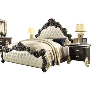 ห้องนอนไม้สักสไตล์ยุโรปโบราณขนาดคิงไซส์พร้อมหัวเตียงหุ้มเบาะและที่วางเตียง2ข้างสำหรับใช้ในบ้านหรือโรงแรม - Product Image 1