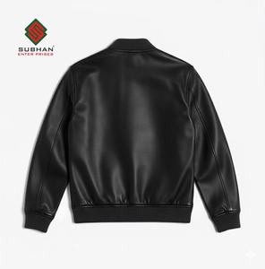 Blouson aviateur en cuir synthétique noir pour homme |   Veste en cuir de mouton faite à la main |   Bomber classique |   Vintage Hiver Décontracté - Product Image 2