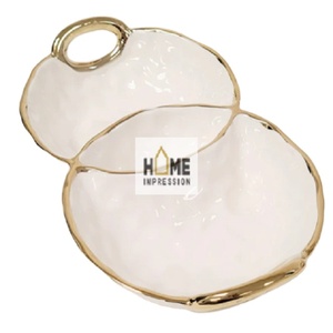 Plateaux de service de luxe blanc et or - Product Image 1
