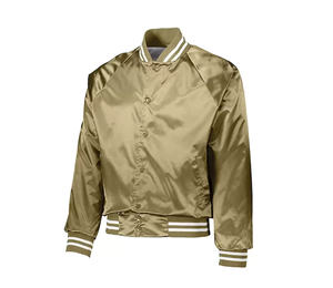 เสื้อแจ็คเก็ตเบสบอลผ้าซาตินถักแบบระบายอากาศ สไตล์อเมริกันสตรีทแวร์ สำหรับฤดูหนาว  แบบนักศึกษา  สามารถปักโลโก้ได้ - Product Image 1