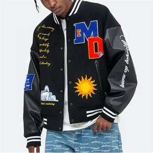 OEM Manufacturer Embroidered College Leather Sleeves Custom Logo Oversized <b>Bomber</b> Baseball Letterman <b>Varsity</b> <b>Jackets</b> - Product Image 1