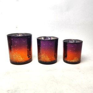 Halloween Glass <strong>Candle</strong> Jars <strong>Gothic</strong> Sunset Design <strong>Candle</strong> <strong>Holders</strong> for Spooky Home Decor - Product Image 1