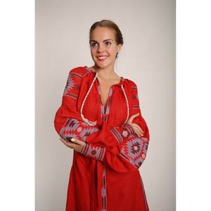 Vestido bohemio de lino bordado ucraniano Vyshyvanka Vestido largo de talla grande verano corto Formal impreso poliéster/borla de algodón - Product Image 1