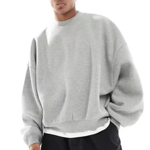 Sweat-shirt pour homme de haute qualité, coupe courte, épaules tombantes, pull oversize, impression personnalisée brodée, fabricant de sweat-shirts - Product Image 1