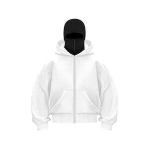 Sweat à capuche balaclava pour homme avec logo personnalisé brodé, double couche, pull à fermeture éclair intégrale, taille plus, design surdimensionné 3D - Product Image 4