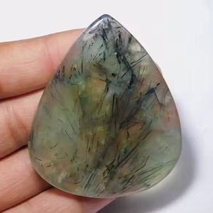 Cabujón de piedra de Prehnita Natural de alta calidad, forma de pera verde, piedras preciosas curativas sueltas, precio por quilate, cambio de Color de tamaño OEM - Product Image 1