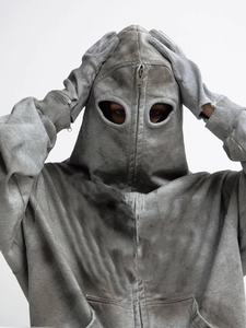 New Hip Hop Mask High Streetwear Hoodies for Men <b>American</b> <b>Hoodie</b> Hooded Glove Coat Custom Screen Print <b>Hoodie</b> 500gsm hoodies - Product Image 3