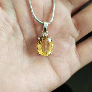 Collier avec pendentif en citrine, pierre précieuse ovale, argent sterling 925, pierre de naissance de novembre, bijoux élégants, cadeau pour femmes - Product Image 5