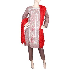 Traje de 3 Piezas Bordado para Mujer - Marrón - Product Image 4