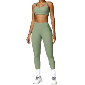 Ensemble de Yoga à Manches Longues pour Femmes, Tenues de Sport, Soutien-Gorge Crop Top, Vêtements d'Entraînement, Legging, Vêtements de Sport, 2 Pièces - Product Image 3