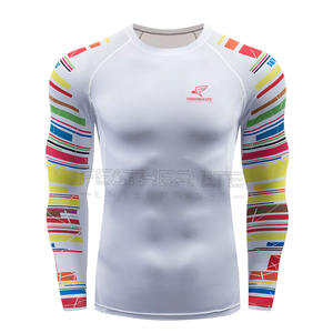 Camisetas de compresión para correr en el gimnasio con diseño personalizado para hombre Rash Guard Sublimación de manga larga Rash Guard - Product Image 1