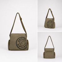 Sac messager en toile délavée vintage, personnalisable, avec rabat, sacs à bandoulière, sacs à multiples poches, sacoche décontractée pour étudiant, usage quotidien