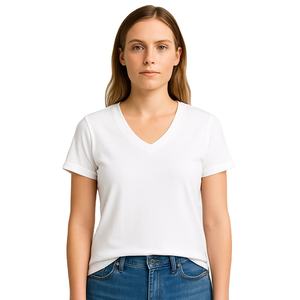 Camisetas ligeras de cuello en V para mujer, ropa informal, camiseta de manga corta, corte regular. - Product Image 3