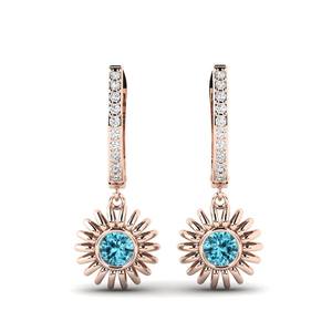 Magnifiques boucles d'oreilles pendantes vintage en argent sterling 925 bleu ciel, sertissage en bézel, cadeau de haute qualité pour la vente en gros - Product Image 1