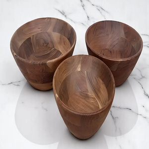 Vaisselle de cuisine en bois d'acacia, ensemble de bols à soupe, vaisselle de ménage, bassin à fruits, vente en gros - Product Image 1