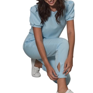 2026 Stylish Nurse Medical Scrubs Female Hospital Uniform <b>Bell</b> Bottom Style Trousers Joggers Women Medical Soft Spandex Scrubs - Product Image 2