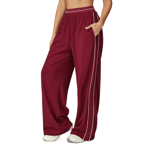 Elegantes pantalones de calle para mujer, pantalones holgados de algodón y lana, pantalones de chándal informales, estilo holgado, pantalones de chándal con cordón en la cintura - Product Image 1