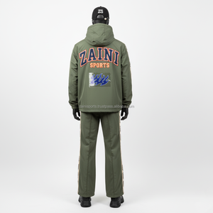 Conjunto cortavientos de talla grande Premium, tejido de poliéster de alta calidad, verde oliva, cremallera completa, logotipo personalizado, conjunto cortavientos bordado - Product Image 2