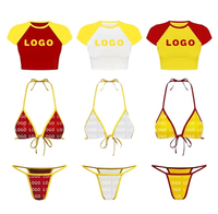 Fabricant sur mesure OEM, ensemble mini bikini d'été, maillot de bain taille haute avec string pour femmes, maillots de bain brésiliens à col rond avec service OEM