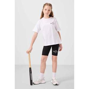 Tommylife Girls' Cotton Blend O-Neck Standard Fit Printed <b>Flared</b> <b>Leggings</b> Set - Ecru/Burgundy & White/Black, Ages 7-15 - Product Image 1